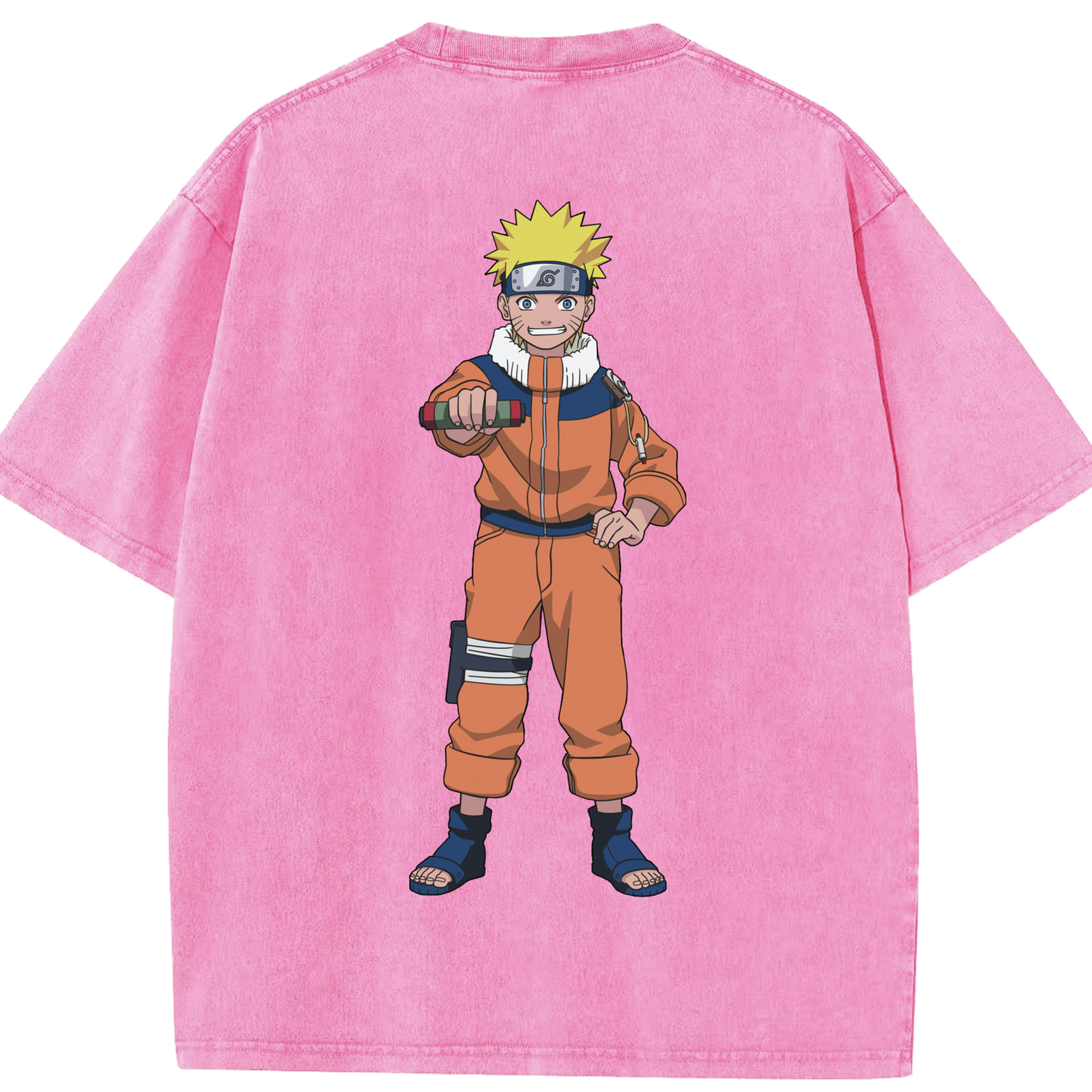 （画像用） NARUTO -ナルト- うずまき ナルト Uzumaki Naruto 綿100% ヴィンテージ風 半袖Tシャツ（背面プリント）